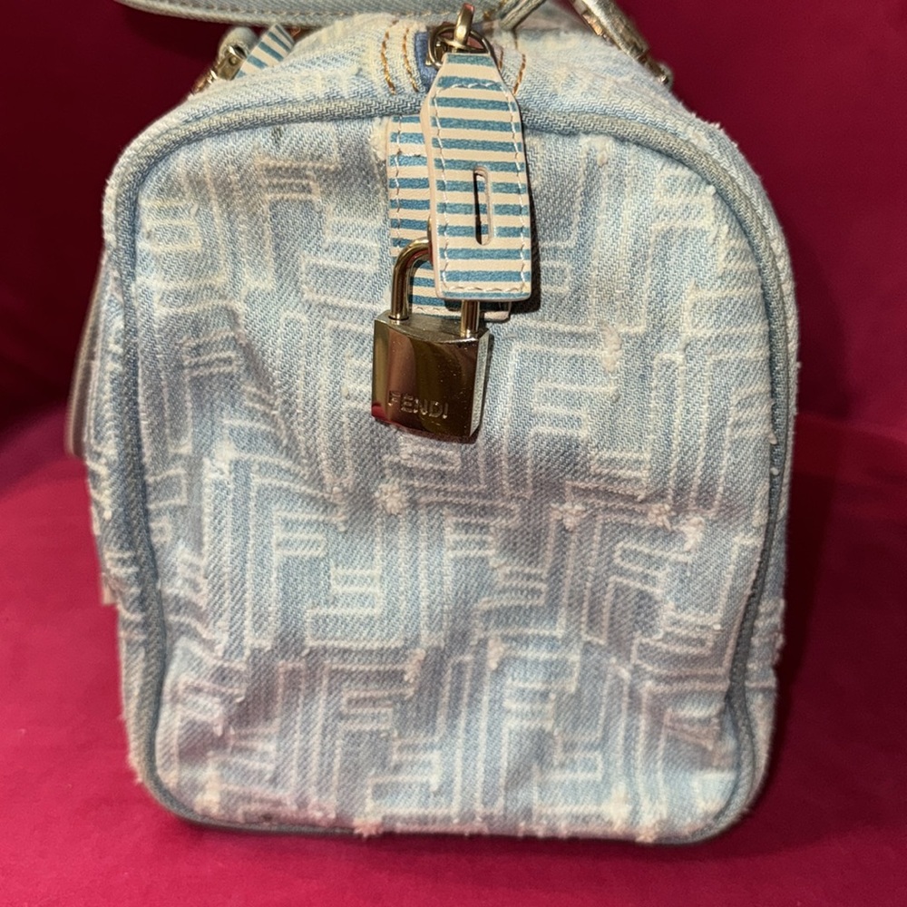 Fendi distressed denim Boston speedy satchel purse - Picture 5 of 16